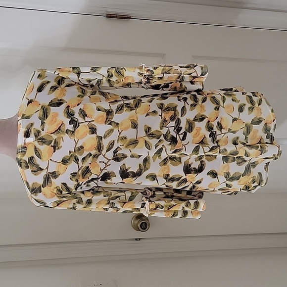 Mishca Size S Lemon / Citrus Babydoll Style Blouse, Sheer, Bell Sleeve, EUC - Picture 5 of 12